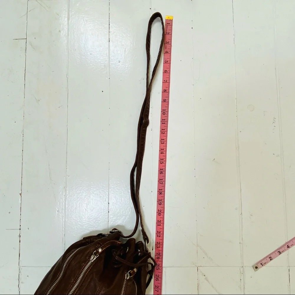 Faux leather bucket bag with zipper detail